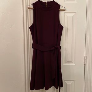 Tahari Arthur S. Levine Maroon Belted Dress